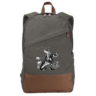 Jesus Riding Dinosaur Funny Ufo Cotton Canvas Backpack