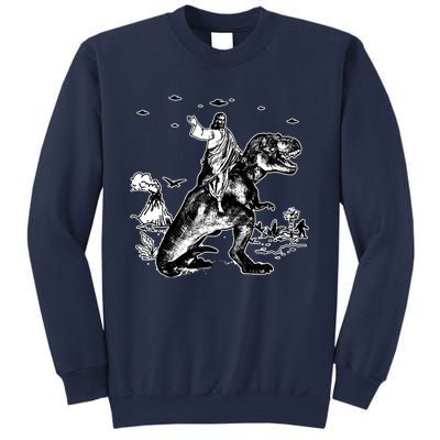 Jesus Riding Dinosaur Funny Ufo Sweatshirt