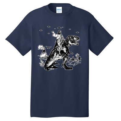 Jesus Riding Dinosaur Funny Ufo Tall T-Shirt