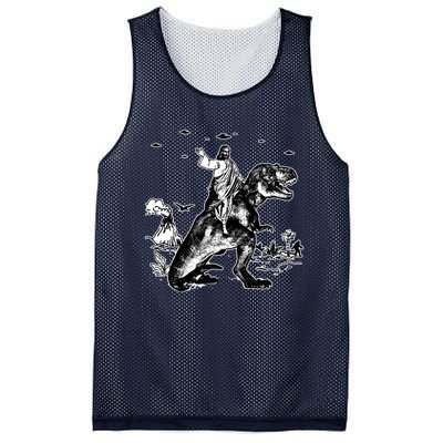 Jesus Riding Dinosaur Funny Ufo Mesh Reversible Basketball Jersey Tank