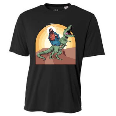 Jesus Riding Dinosaur Cooling Performance Crew T-Shirt