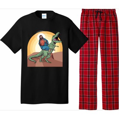 Jesus Riding Dinosaur Pajama Set