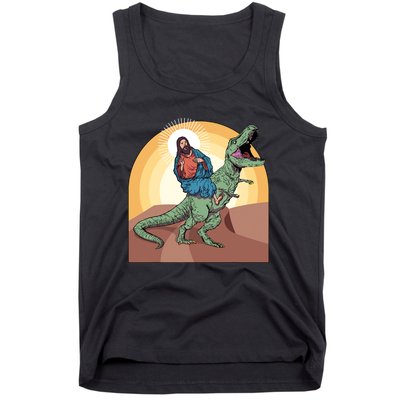 Jesus Riding Dinosaur Tank Top