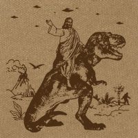 Jesus Riding Dinosaur Ufo Funny Cotton Canvas Backpack