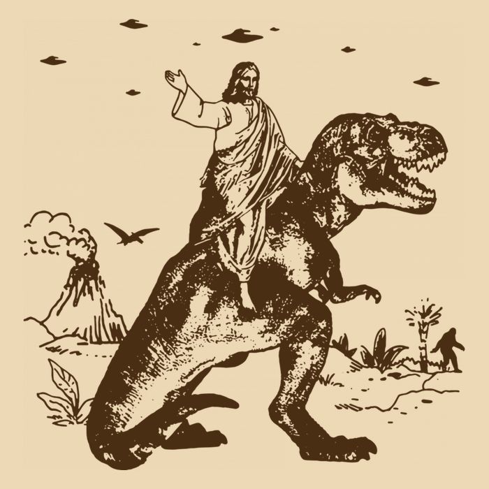 Jesus Riding Dinosaur Ufo Funny Bag