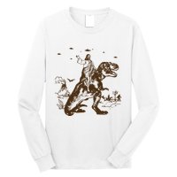 Jesus Riding Dinosaur Ufo Funny Long Sleeve Shirt