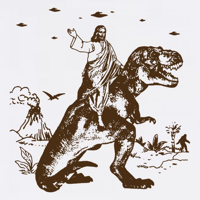 Jesus Riding Dinosaur Ufo Funny Sweatshirt