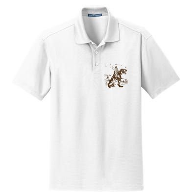 Jesus Riding Dinosaur Ufo Funny Dry Zone Grid Polo