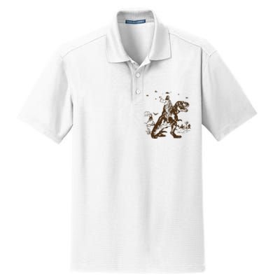 Jesus Riding Dinosaur Ufo Funny Dry Zone Grid Polo