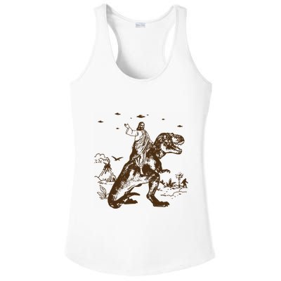 Jesus Riding Dinosaur Ufo Funny Ladies PosiCharge Competitor Racerback Tank