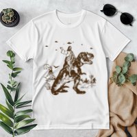 Jesus Riding Dinosaur Ufo Funny Premium T-Shirt
