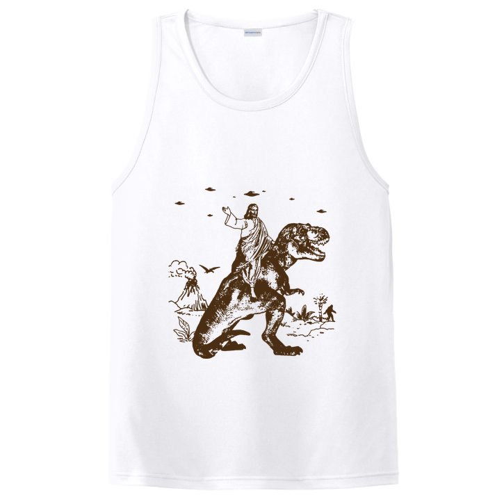 Jesus Riding Dinosaur Ufo Funny PosiCharge Competitor Tank