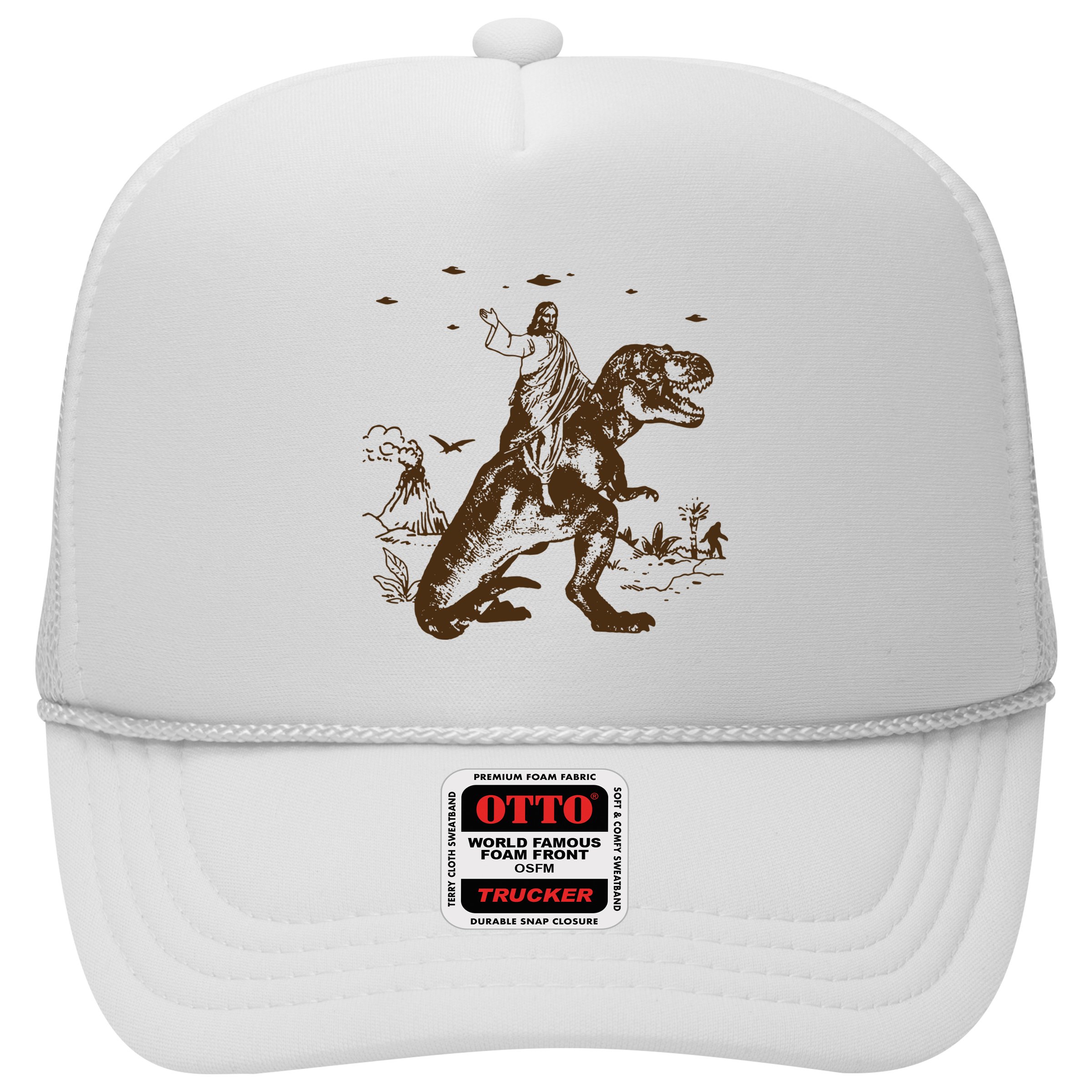 Jesus Riding Dinosaur Ufo Funny Hat