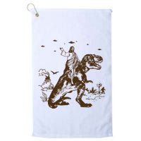 Jesus Riding Dinosaur Ufo Funny Golf Towel