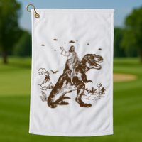 Jesus Riding Dinosaur Ufo Funny Golf Towel