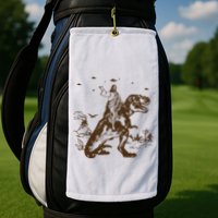 Jesus Riding Dinosaur Ufo Funny Golf Towel