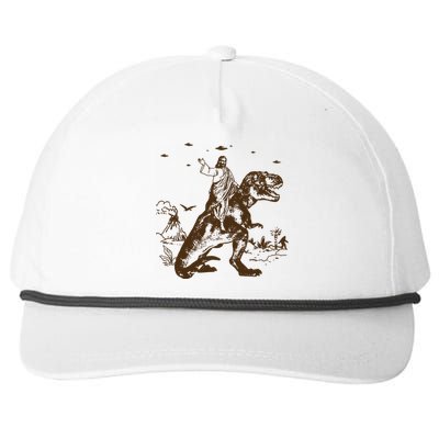 Jesus Riding Dinosaur Ufo Funny Snapback Five-Panel Rope Hat