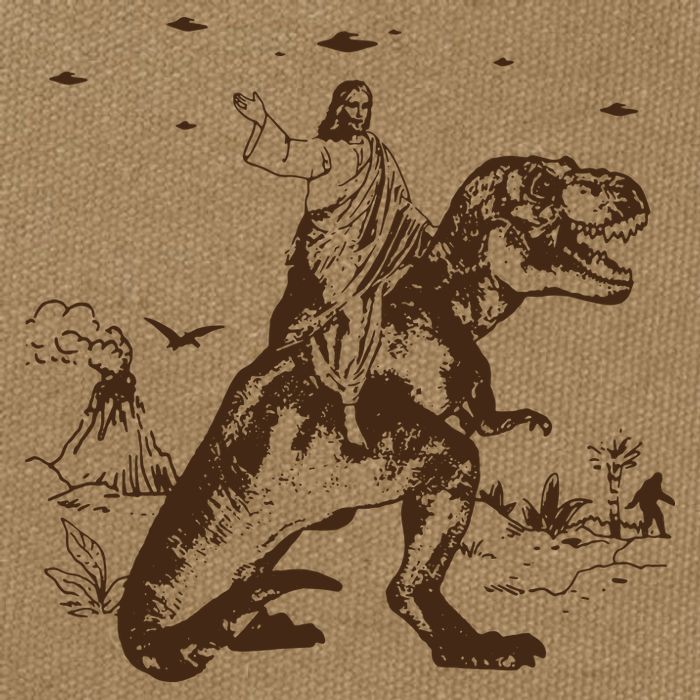 Jesus Riding Dinosaur T Shirt UFO T Shirt Funny T Shirts Offensive Cool Cotton Canvas Backpack