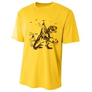 Jesus Riding Dinosaur T Shirt UFO T Shirt Funny T Shirts Offensive Cool Performance Sprint T-Shirt