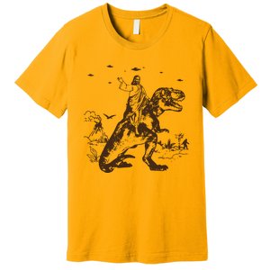 Jesus Riding Dinosaur T Shirt UFO T Shirt Funny T Shirts Offensive Cool Premium T-Shirt