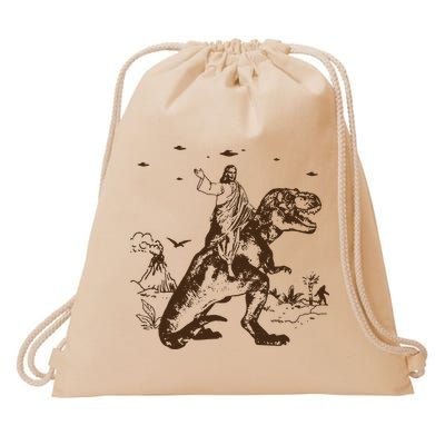Jesus Riding Dinosaur T Shirt UFO T Shirt Funny T Shirts Offensive Cool Drawstring Bag