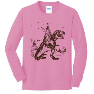 Jesus Riding Dinosaur T Shirt UFO T Shirt Funny T Shirts Offensive Cool Kids Long Sleeve Shirt