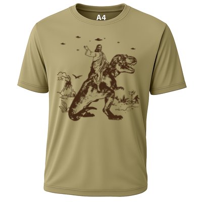 Jesus Riding Dinosaur T Shirt UFO T Shirt Funny T Shirts Offensive Cool Cooling Performance Crew T-Shirt