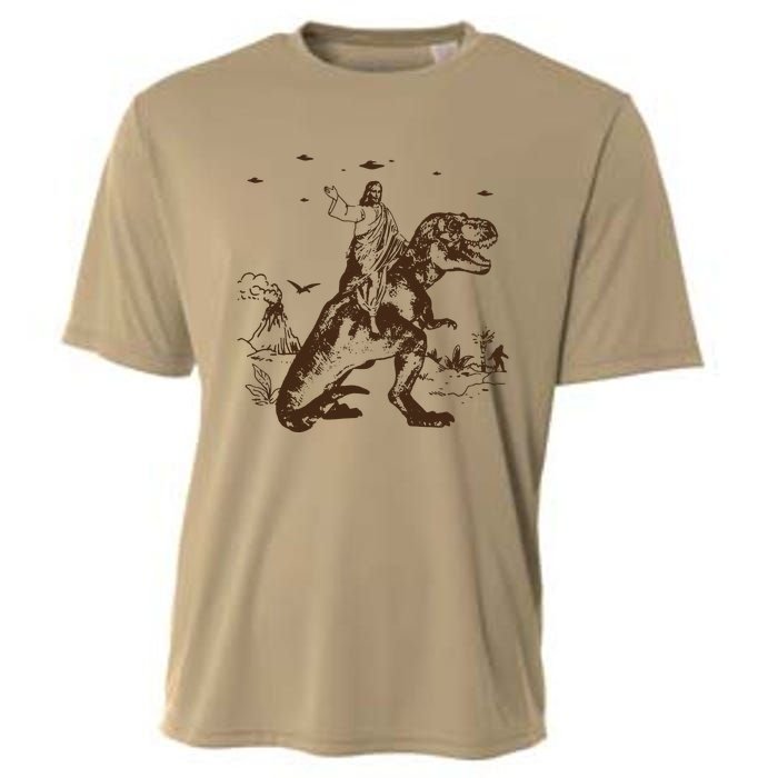 Jesus Riding Dinosaur T Shirt UFO T Shirt Funny T Shirts Offensive Cool Cooling Performance Crew T-Shirt