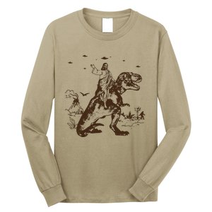 Jesus Riding Dinosaur T Shirt UFO T Shirt Funny T Shirts Offensive Cool Long Sleeve Shirt