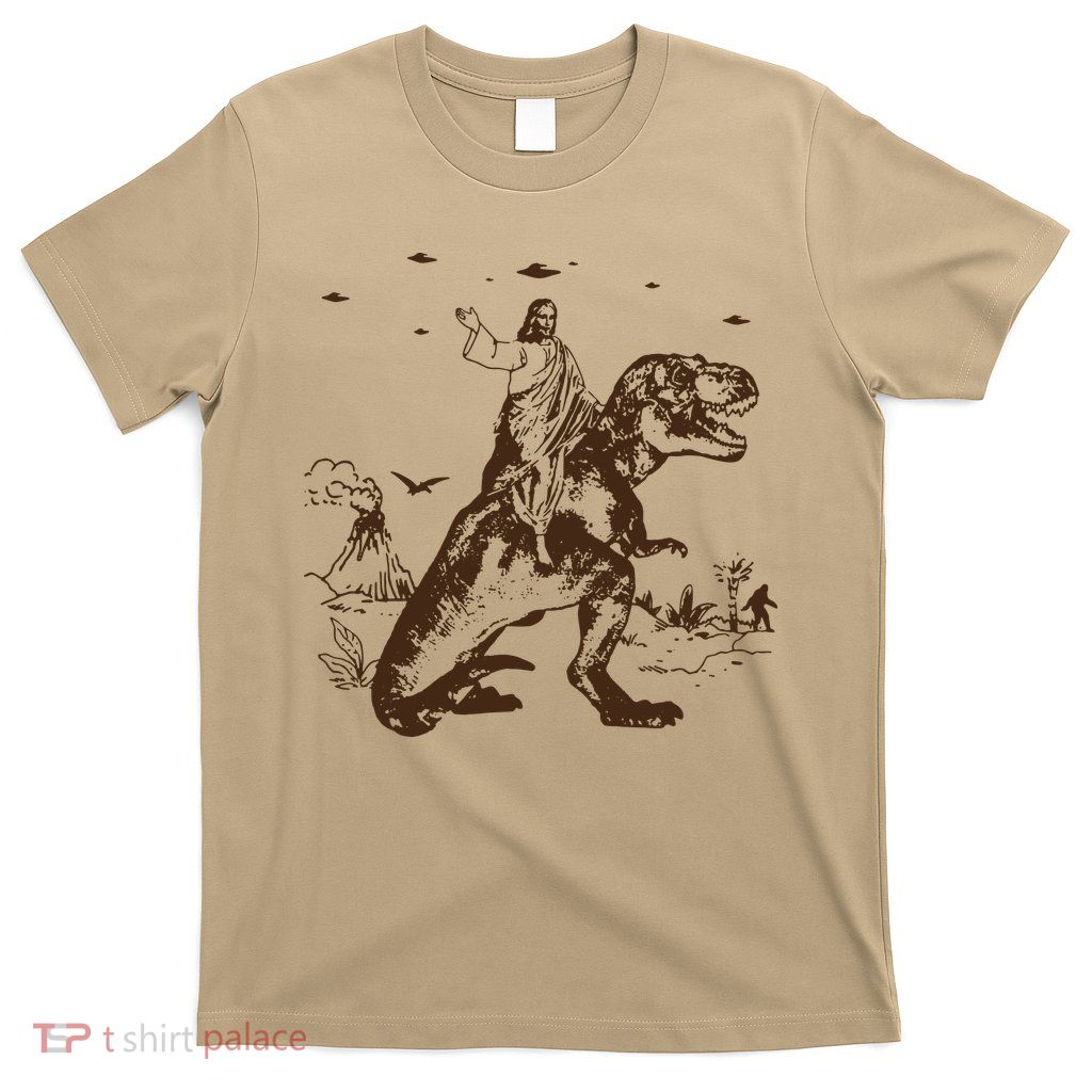 Jesus Riding Dinosaur T Shirt UFO T Shirt Funny T Shirts Offensive Cool T-Shirt