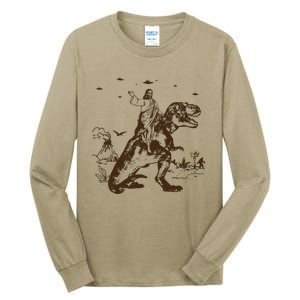 Jesus Riding Dinosaur T Shirt UFO T Shirt Funny T Shirts Offensive Cool Tall Long Sleeve T-Shirt