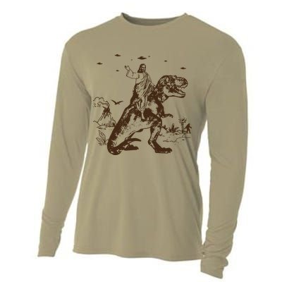 Jesus Riding Dinosaur T Shirt UFO T Shirt Funny T Shirts Offensive Cool Cooling Performance Long Sleeve Crew