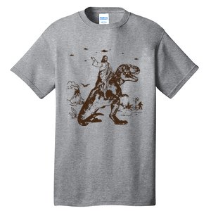 Jesus Riding Dinosaur T Shirt UFO T Shirt Funny T Shirts Offensive Cool Tall T-Shirt