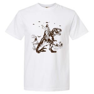 Jesus Riding Dinosaur T Shirt UFO T Shirt Funny T Shirts Offensive Cool Garment-Dyed Heavyweight T-Shirt