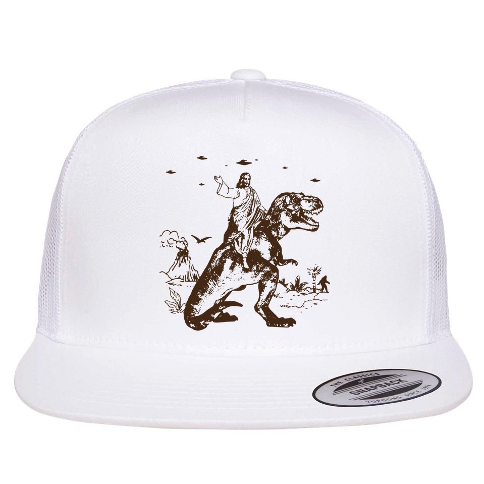 Jesus Riding Dinosaur T Shirt UFO T Shirt Funny T Shirts Offensive Cool Flat Bill Trucker Hat