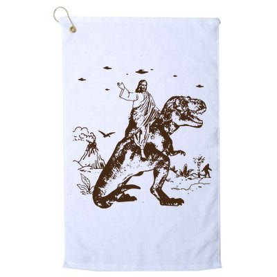 Jesus Riding Dinosaur T Shirt UFO T Shirt Funny T Shirts Offensive Cool Golf Towel