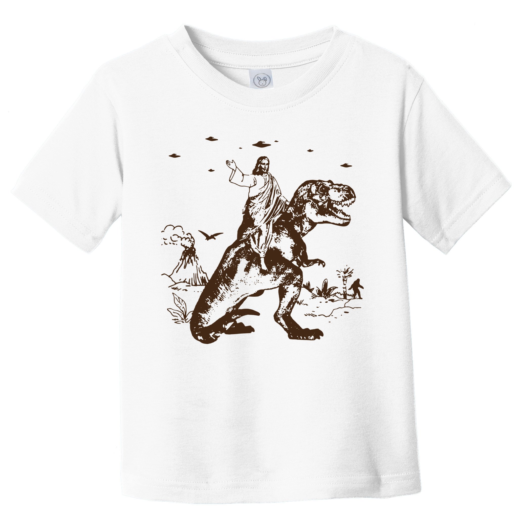 Jesus Riding Dinosaur T Shirt UFO T Shirt Funny T Shirts Offensive Cool Toddler T-Shirt