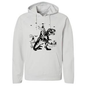 Jesus Riding Dinosaur T Shirt UFO T Shirt Funny T Shirts Offensive T Shirt Cool Performance Fleece Hoodie