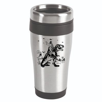 Jesus Riding Dinosaur T Shirt UFO T Shirt Funny T Shirts Offensive T Shirt Cool 16oz Travel Tumbler