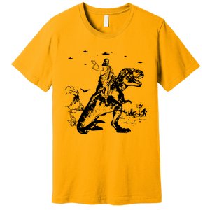 Jesus Riding Dinosaur T Shirt UFO T Shirt Funny T Shirts Offensive T Shirt Cool Premium T-Shirt