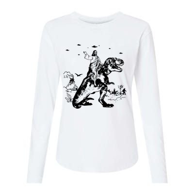 Jesus Riding Dinosaur T Shirt UFO T Shirt Funny T Shirts Offensive T Shirt Cool Womens Cotton Relaxed Long Sleeve T-Shirt