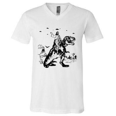 Jesus Riding Dinosaur T Shirt UFO T Shirt Funny T Shirts Offensive T Shirt Cool V-Neck T-Shirt