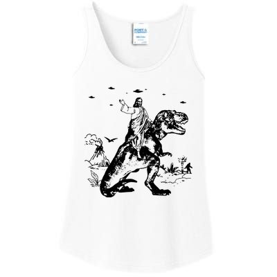 Jesus Riding Dinosaur T Shirt UFO T Shirt Funny T Shirts Offensive T Shirt Cool Ladies Essential Tank