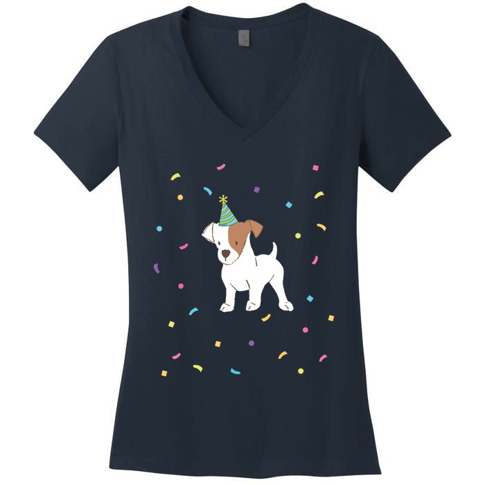 Jack Russell Dog Shirts Birthday Gifts Party Terrier Women's V-Neck T-Shirt