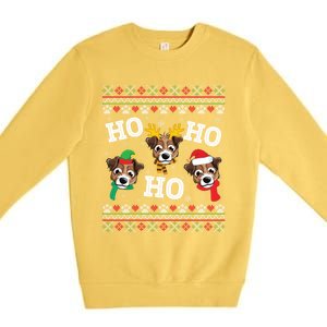 Jack Russell Dog Ho Ho Ho Merry Christmas Day Dad Mom Sweat Gift Premium Crewneck Sweatshirt