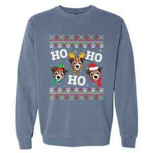 Jack Russell Dog Ho Ho Ho Merry Christmas Day Dad Mom Sweat Gift Garment-Dyed Sweatshirt