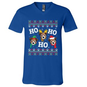 Jack Russell Dog Ho Ho Ho Merry Christmas Day Dad Mom Sweat Gift V-Neck T-Shirt