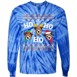 Jack Russell Dog Ho Ho Ho Merry Christmas Day Dad Mom Sweat Gift Tie-Dye Long Sleeve Shirt