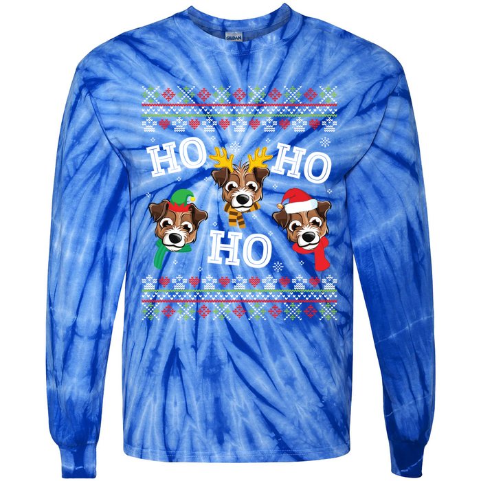 Jack Russell Dog Ho Ho Ho Merry Christmas Day Dad Mom Sweat Gift Tie-Dye Long Sleeve Shirt