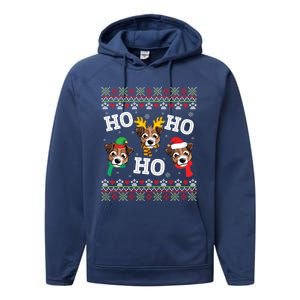 Jack Russell Dog Ho Ho Ho Merry Christmas Day Dad Mom Sweat Gift Performance Fleece Hoodie